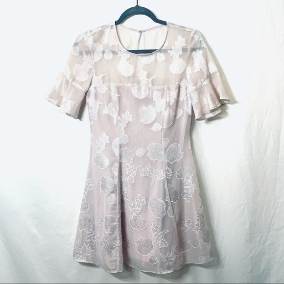 Lulus Dresses & Skirts - Lulus Luminous Love Pink Shell Print Flounce Dress